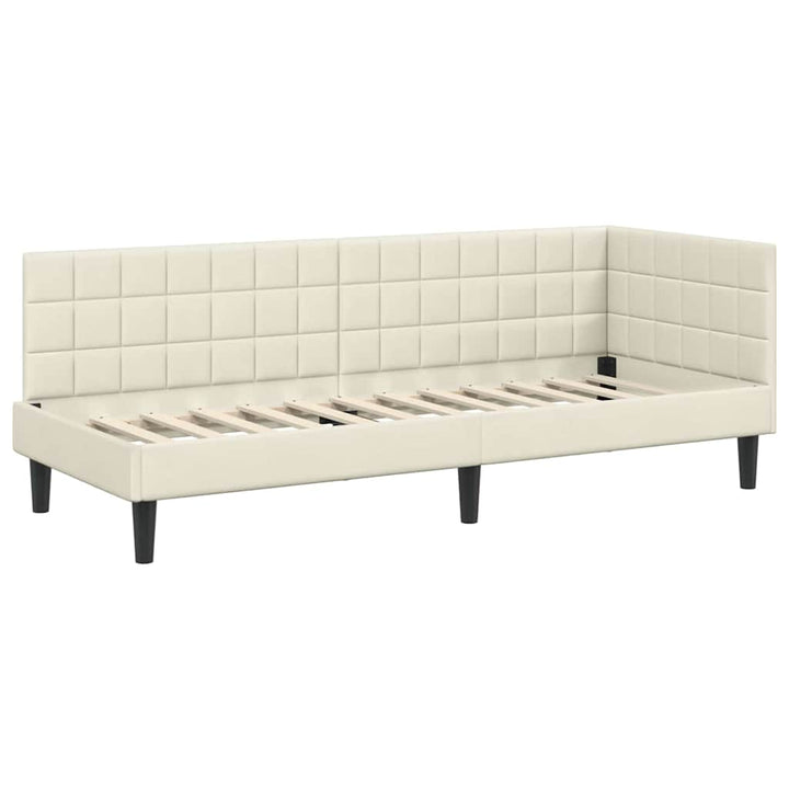 Hjørnesengramme med hovedgærde Creme 80 cm x 200 cm Fløjl