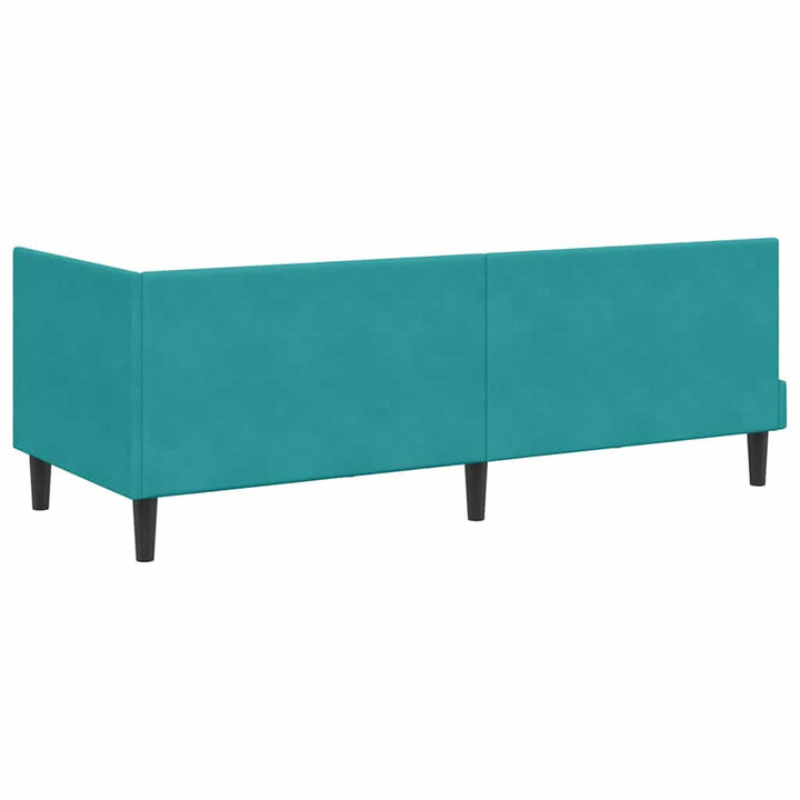 Hjørnesengramme med hovedgærde Turkis 80 cm x 200 cm Fløjl
