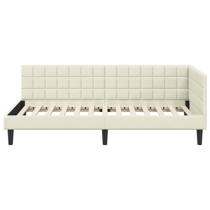 Hjørnesengramme med hovedgærde Creme 90 cm x 200 cm Fløjl