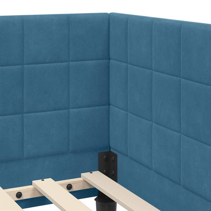 Hjørnesengramme med hovedgærde Blå 100 cm x 200 cm Fløjl