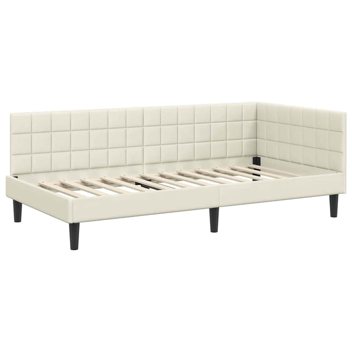 Hjørnesengramme med hovedgærde Creme 100 cm x 200 cm Fløjl