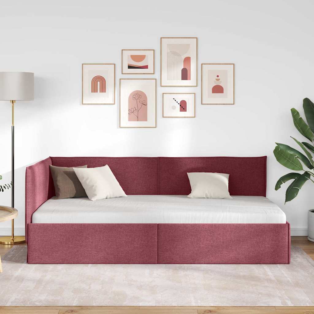 Hjørnesengramme med hovedgærde Vinrød 80 x 200 cm Stof