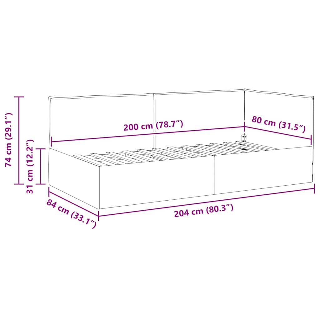 Hjørnesengramme med hovedgærde Mørkegrøn 80 x 200 cm Stof
