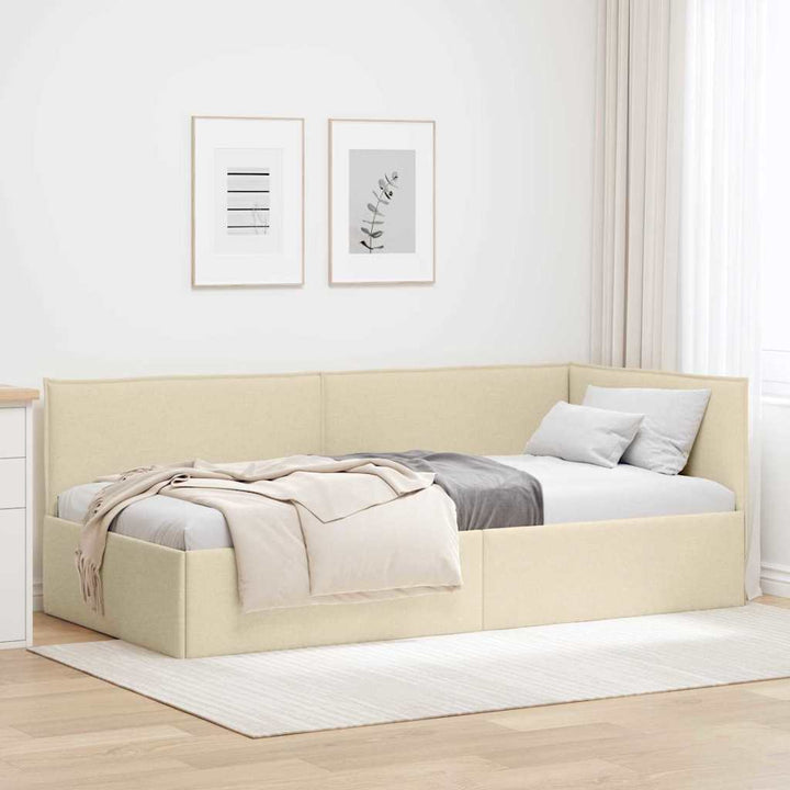 Hjørnesengramme Creme 90 x 190 cm Stof
