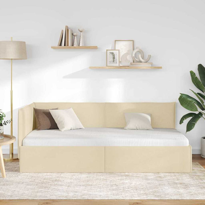 Hjørnesengramme Creme 90 x 190 cm Stof