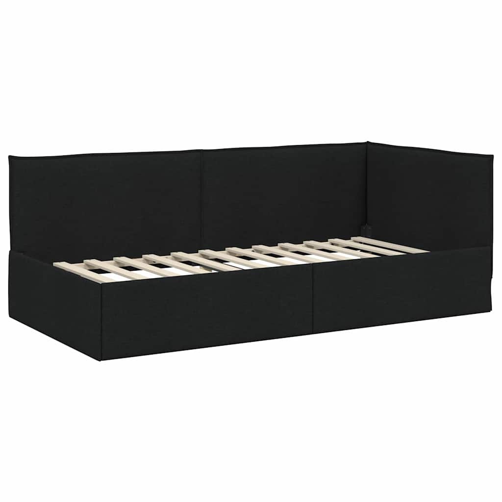 Hjørnesengramme Sort 90 x 200 cm Stof