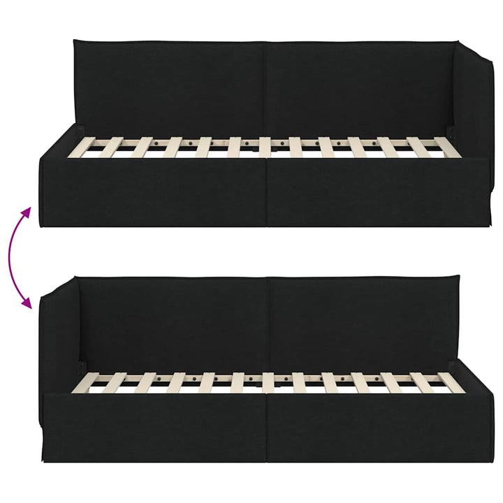 Hjørnesengramme Sort 90 x 200 cm Stof
