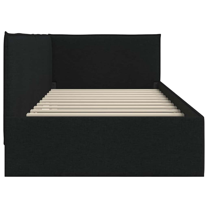 Hjørnesengramme Sort 90 x 200 cm Stof