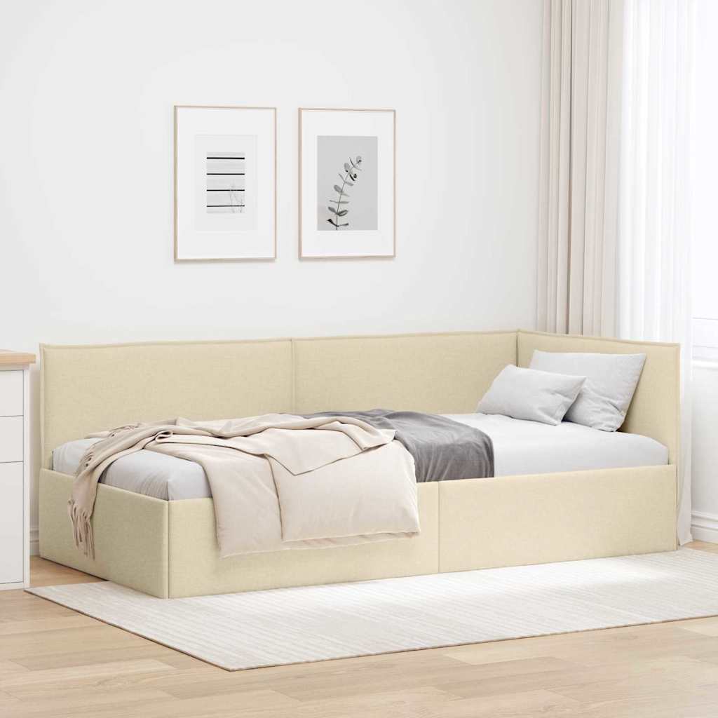 Hjørnesengramme Creme 90 x 200 cm Stof