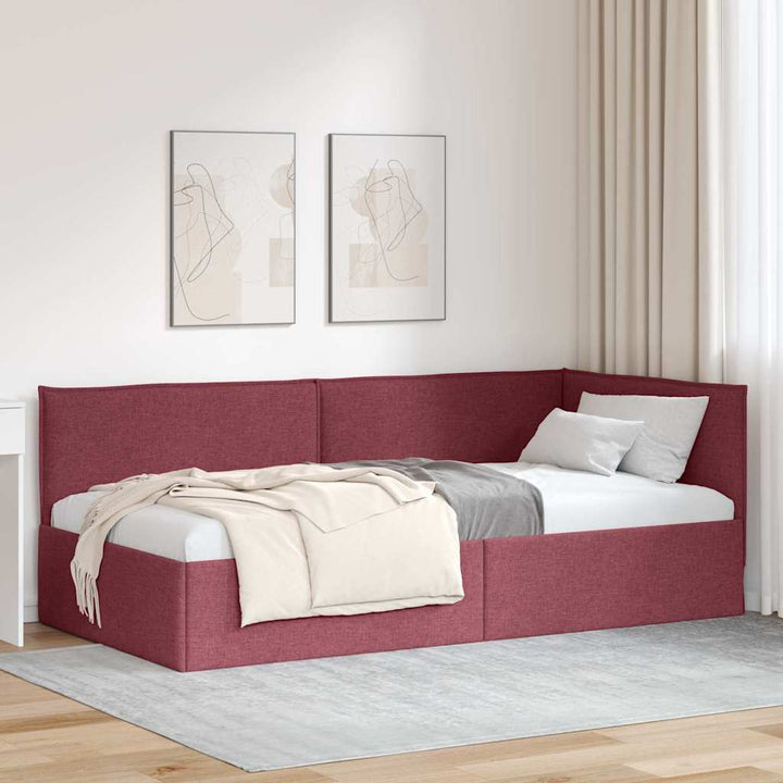 Hjørnesengramme med hovedgærde Vinrød 100 x 200 cm Stof