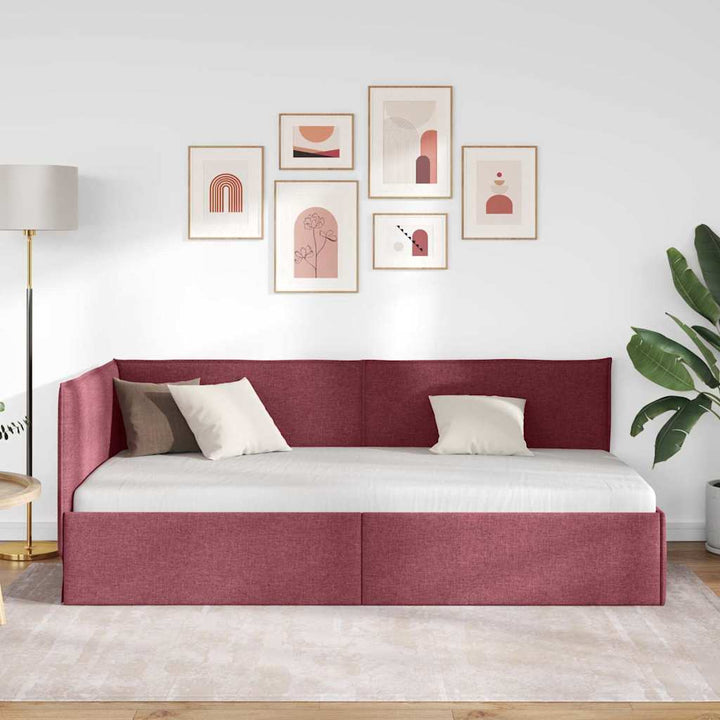 Hjørnesengramme med hovedgærde Vinrød 100 x 200 cm Stof