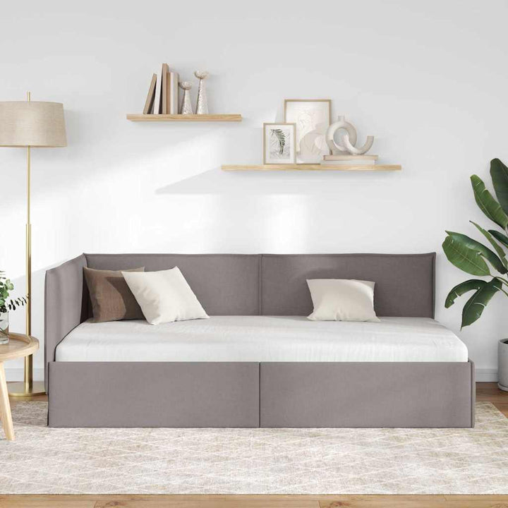 Hjørnesengramme Gråbrun 100 x 200 cm Stof
