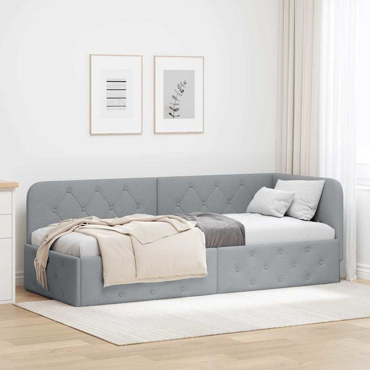 Hjørnesengramme Lysegrå 80 x 200 cm Stof