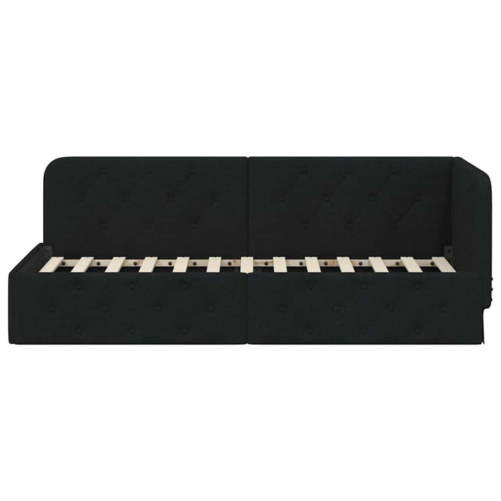 Hjørnesengramme Sort 80 x 200 cm Stof