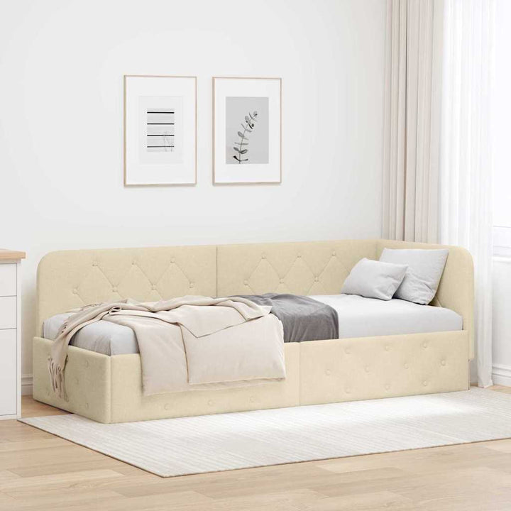 Hjørnesengramme Creme 80 x 200 cm Stof