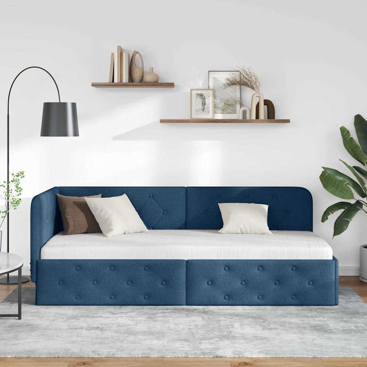 Hjørnesengramme Blå 80 x 200 cm Stof