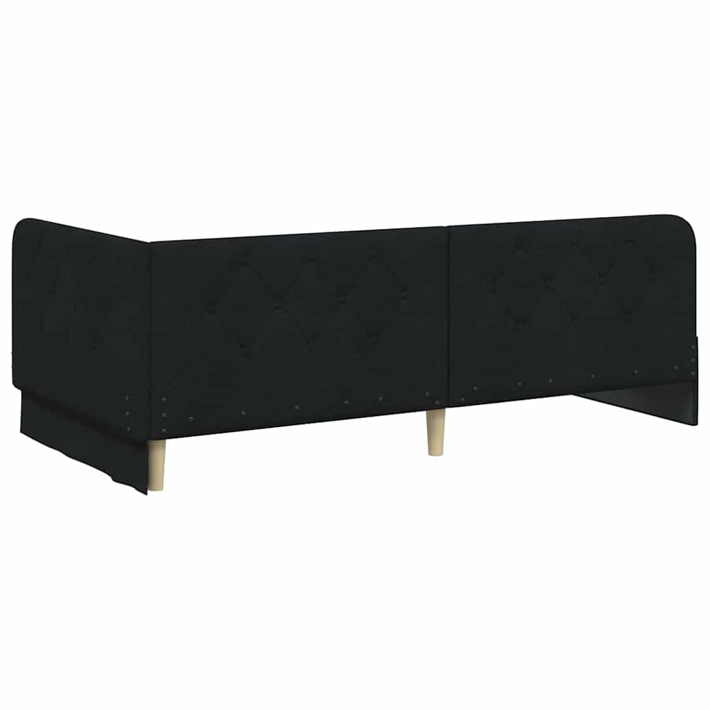 Hjørnesengramme Sort 90 x 200 cm Stof