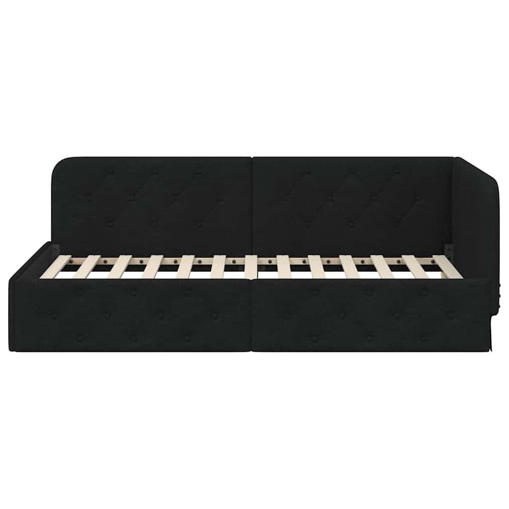 Hjørnesengramme Sort 90 x 200 cm Stof