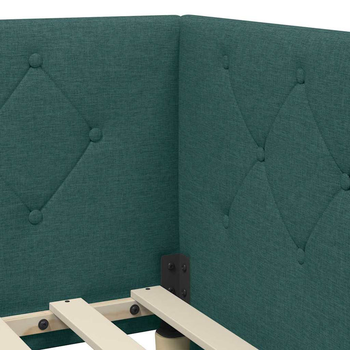 Hjørnesengramme Mørkegrøn 90 x 200 cm Stof