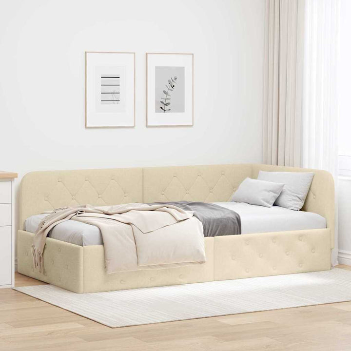 Hjørnesengramme Creme 90 x 200 cm Stof