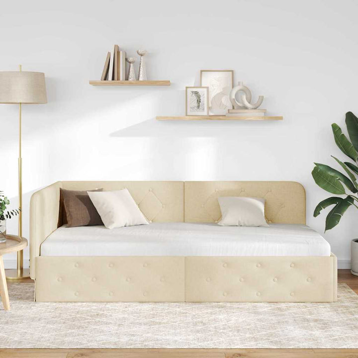 Hjørnesengramme Creme 90 x 200 cm Stof