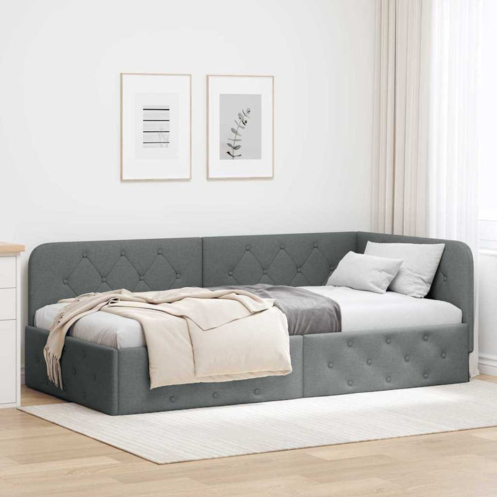 Hjørnesengramme Mørkegrå 100 x 200 cm Stof