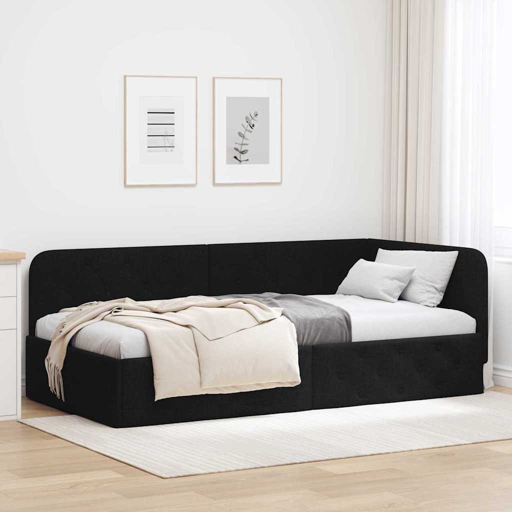 Hjørnesengramme Sort 100 x 200 cm Stof