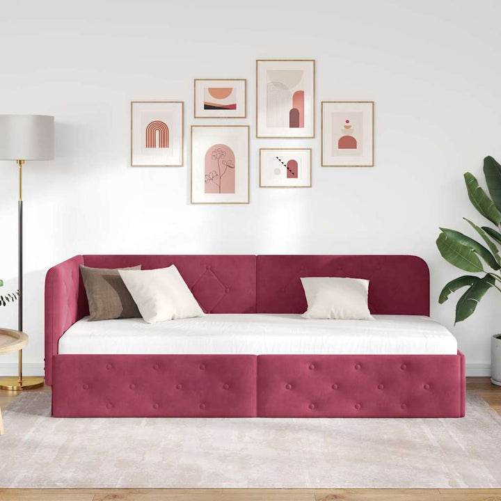Hjørnesengramme Vinrød 80 x 200 cm Fløjl