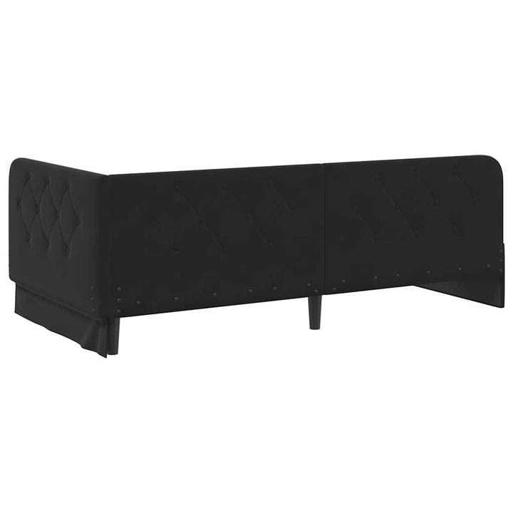 Hjørnesengramme Sort 90 x 200 cm Fløjl