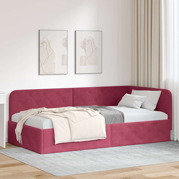 Hjørnesengramme Vinrød 100 x 200 cm Fløjl