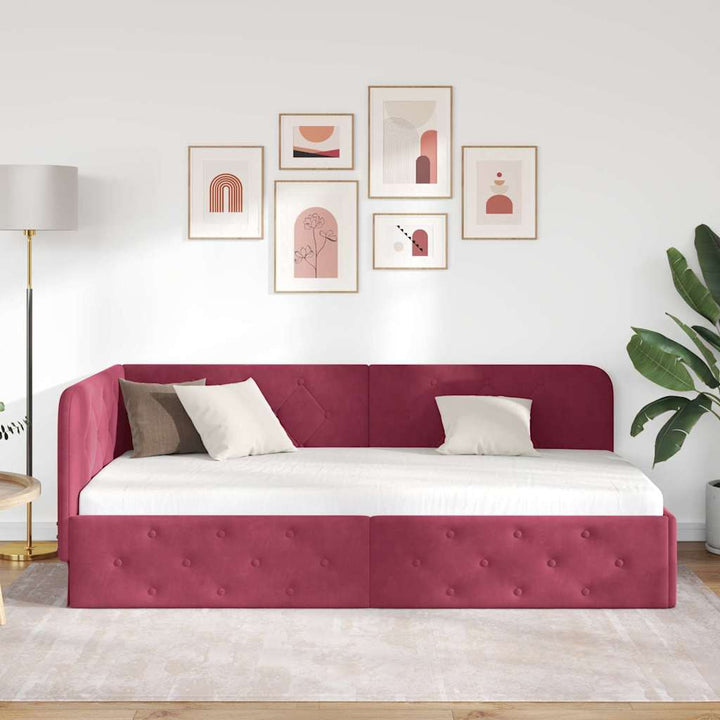 Hjørnesengramme Vinrød 100 x 200 cm Fløjl