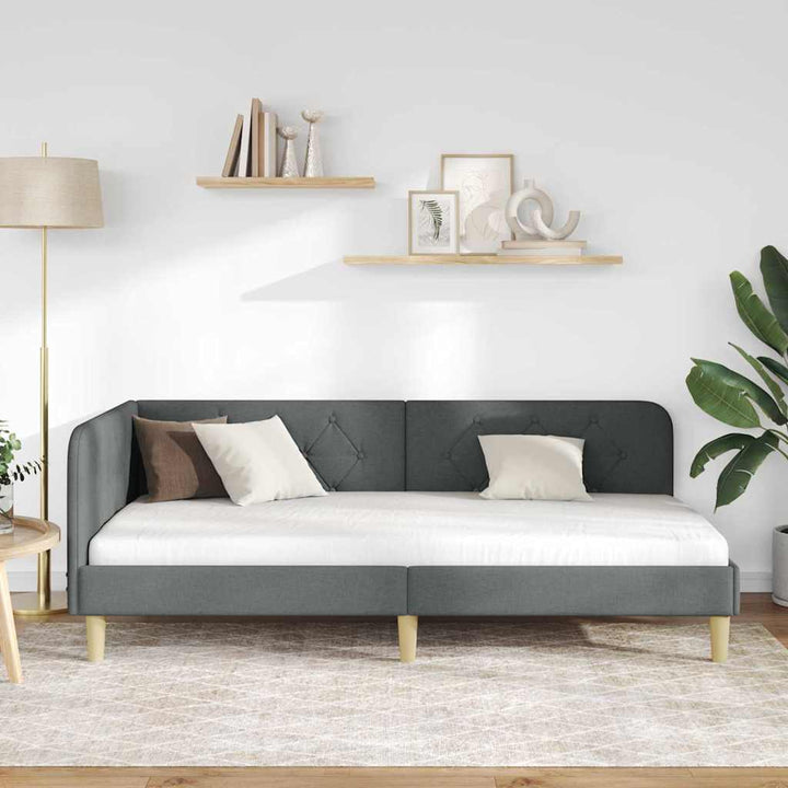 Hjørnesengramme Mørkegrå 90 x 190 cm Stof