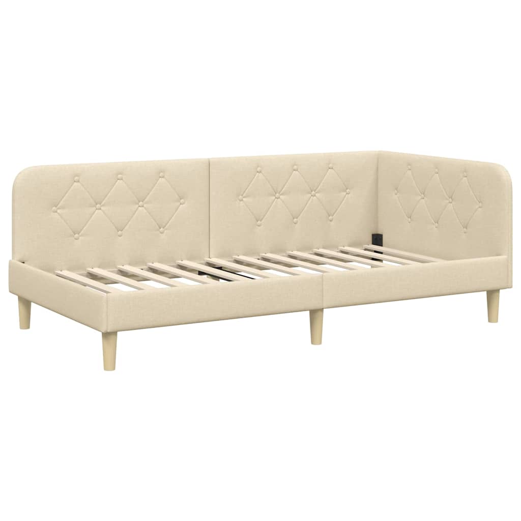 Hjørnesengramme Creme 90 x 190 cm Stof