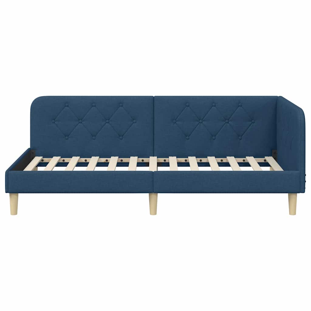 Hjørnesengramme Blå 90 x 190 cm Stof