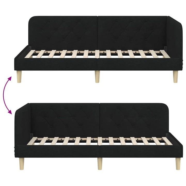 Hjørnesengramme Sort 90 x 200 cm Stof