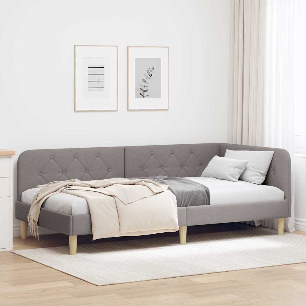 Hjørnesengramme Gråbrun 90 x 200 cm Stof
