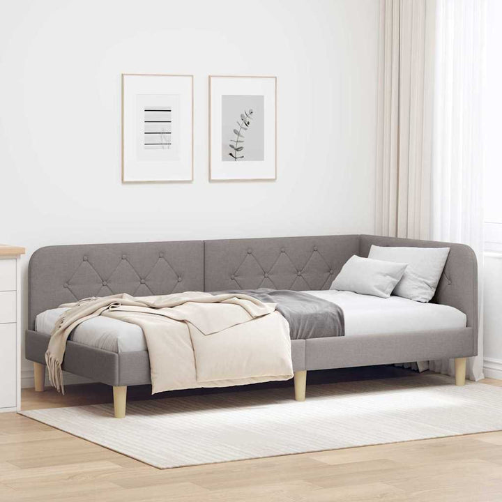 Hjørnesengramme Gråbrun 90 x 200 cm Stof