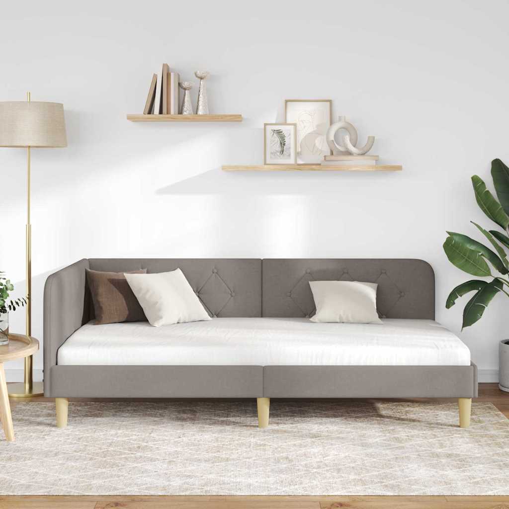 Hjørnesengramme Gråbrun 90 x 200 cm Stof