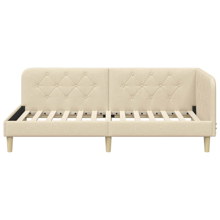 Hjørnesengramme Creme 90 x 200 cm Stof