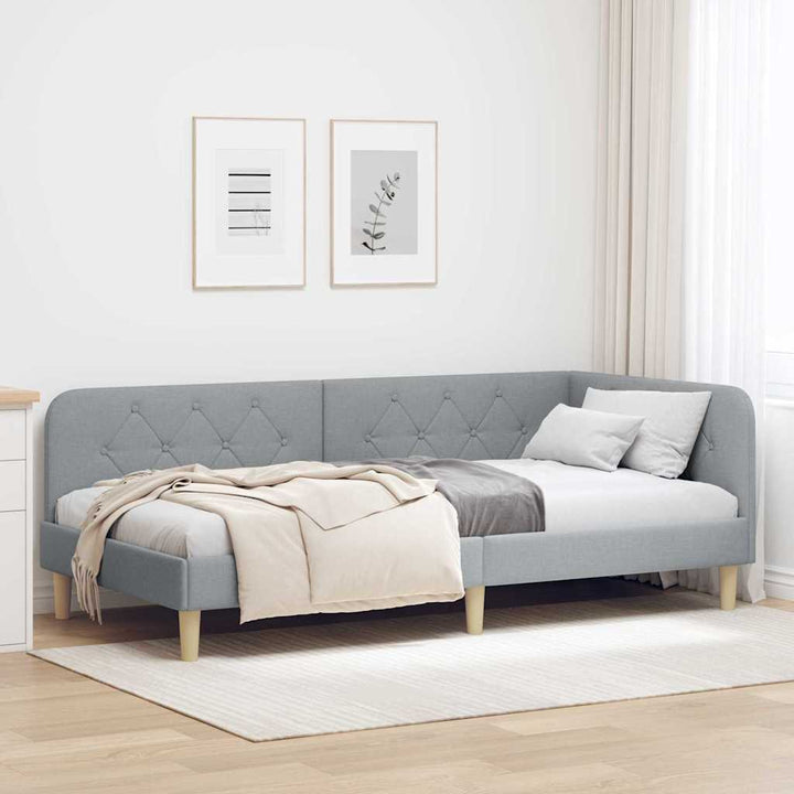 Hjørnesengramme Lysegrå 100 x 200 cm Stof