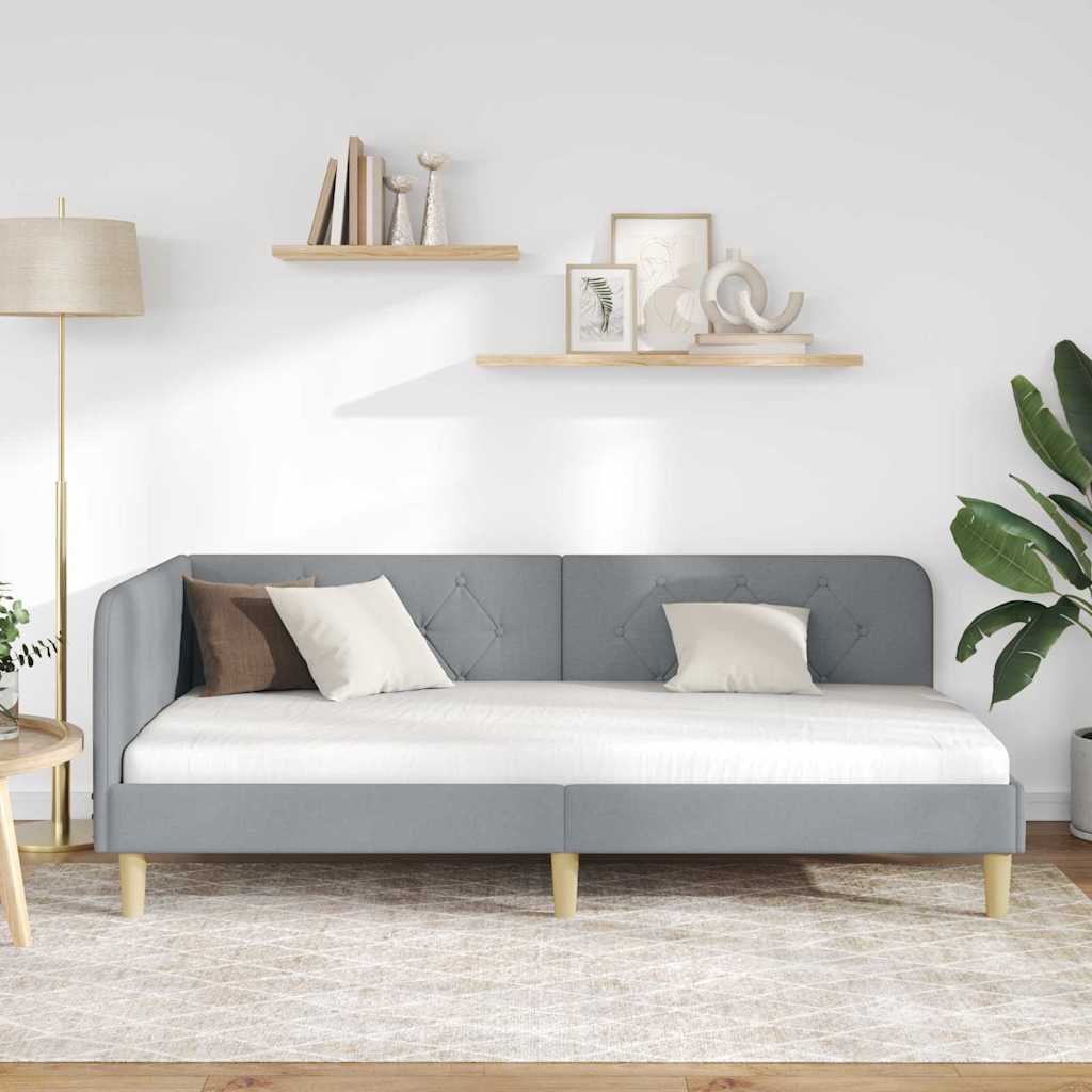 Hjørnesengramme Lysegrå 100 x 200 cm Stof