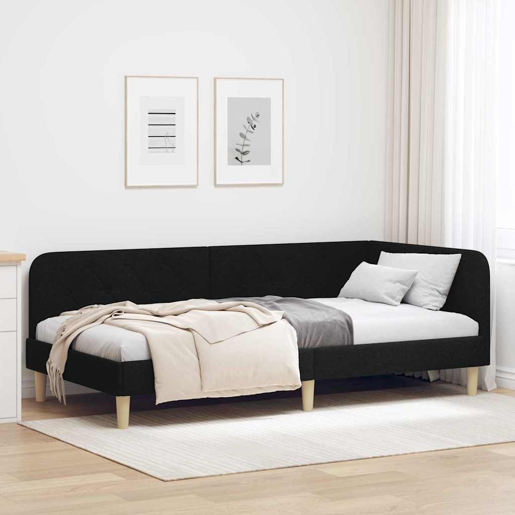 Hjørnesengramme Sort 100 x 200 cm Stof