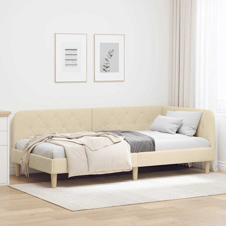 Hjørnesengramme Creme 100 x 200 cm Stof