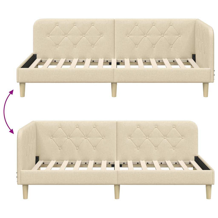 Hjørnesengramme Creme 100 x 200 cm Stof
