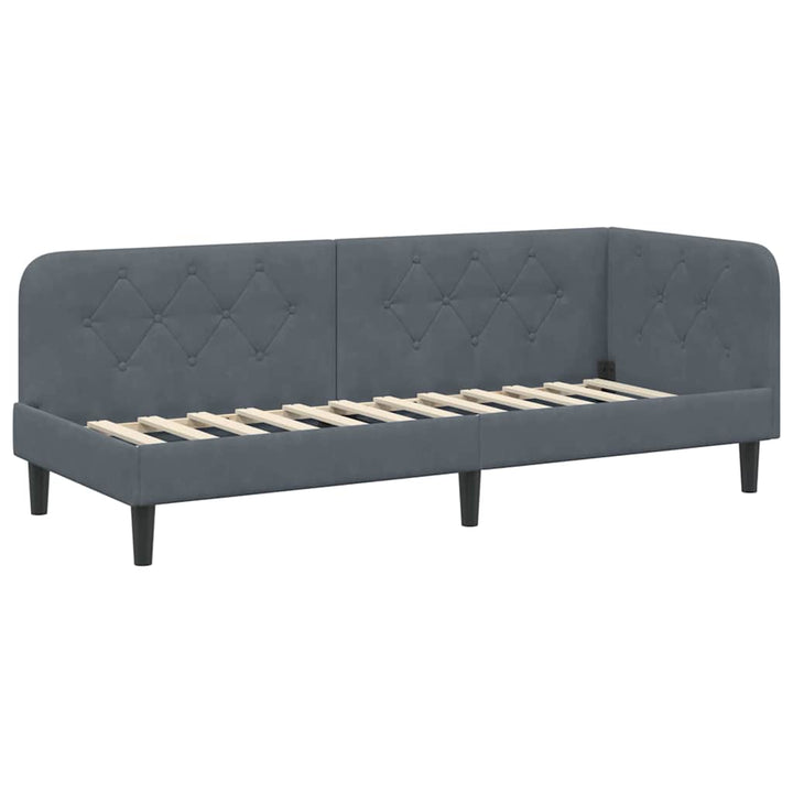 Hjørnesengramme Mørkegrå 80 x 200 cm Fløjl