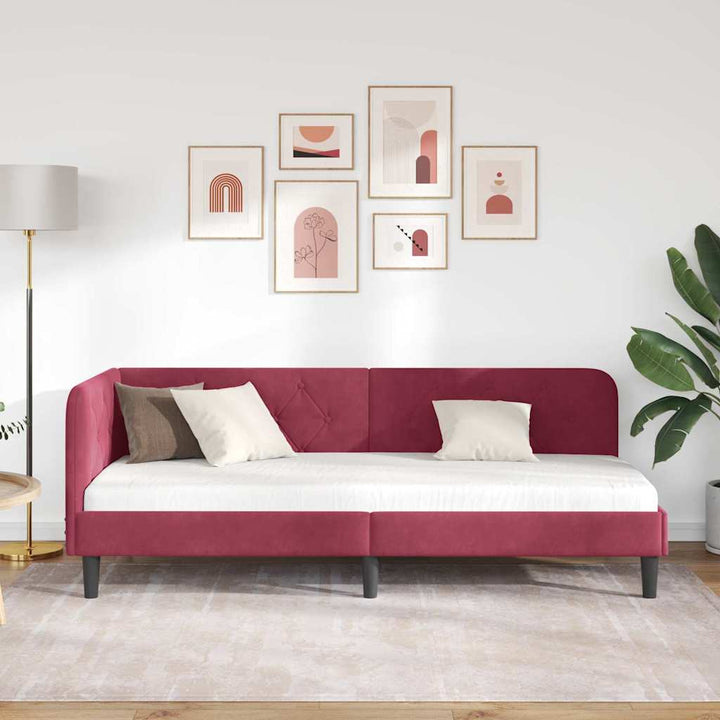 Hjørnesengramme Vinrød 80 x 200 cm Fløjl