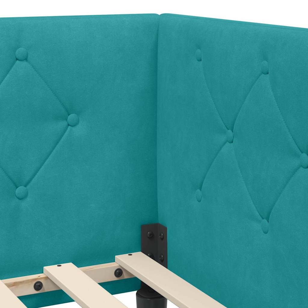 Hjørnesengramme Turkis 90 x 190 cm Fløjl