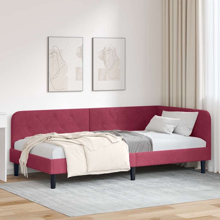 Hjørnesengramme Vinrød 90 x 200 cm Fløjl