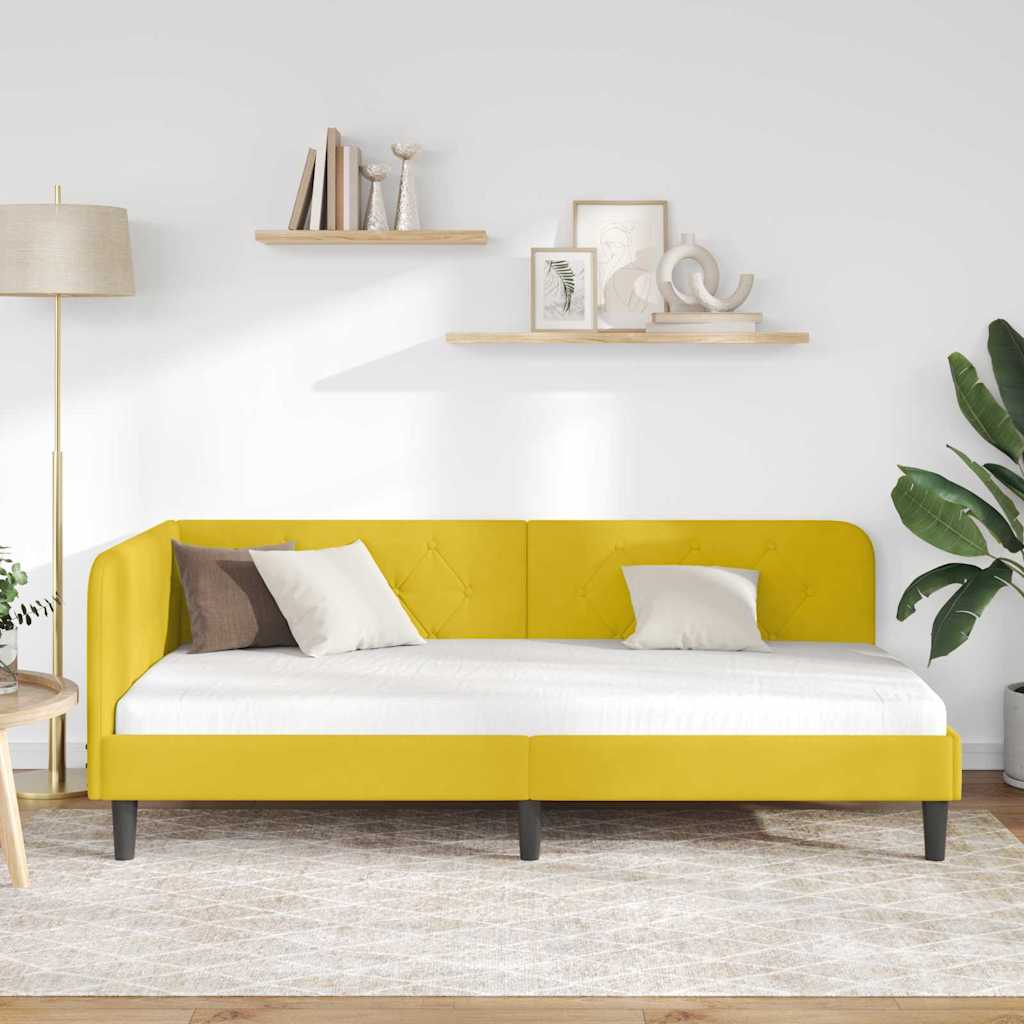 Hjørnesengramme Gul 90 x 200 cm Fløjl