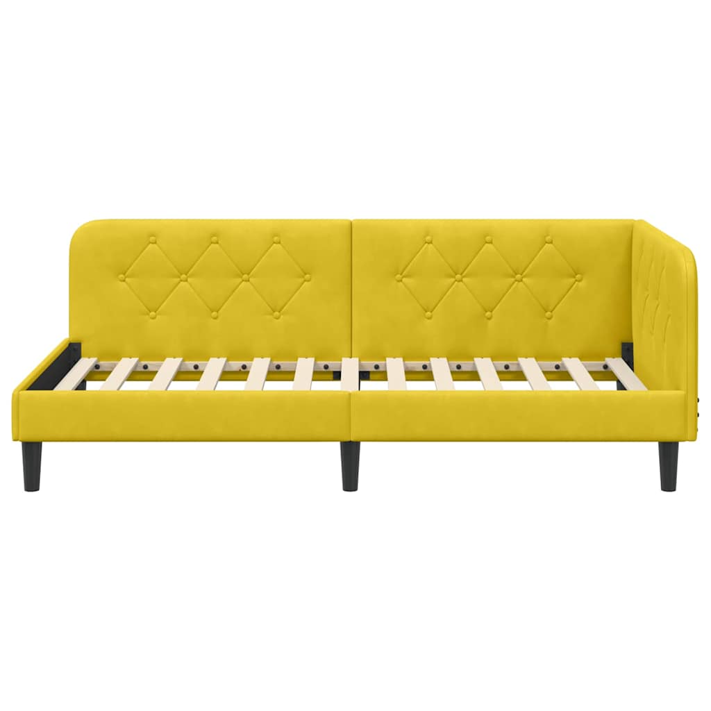 Hjørnesengramme Gul 90 x 200 cm Fløjl